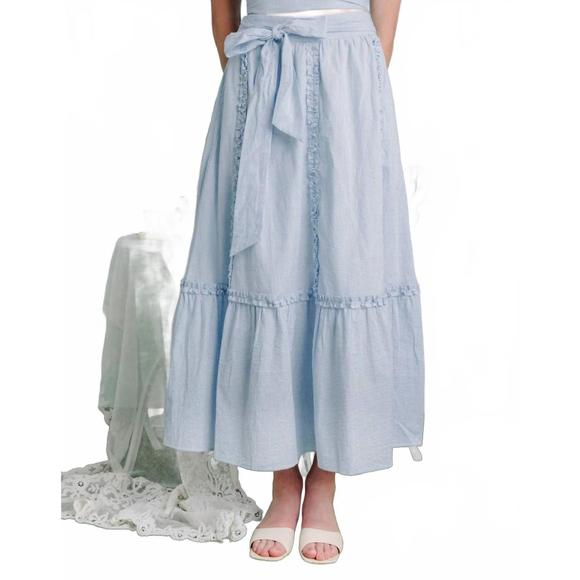LOVE THE LABEL Dresses & Skirts - NEW LOVE THE LABEL elowen maxi skirt in blue and white seersucker